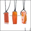 Colliers de pendentif pendentifs bijoux irregar natural pierre rouge agate chaîne de corde fait main pour femmes hommes d dhrmn