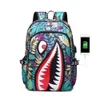 20222PCS DHL 20-35L 19 inches Big Size Backpacks Unisex Cartoon Shark Mouth Shoulder Bag Students Schoolbag Book Packs Junior High2510