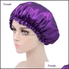Hair Accessories Tools Products Solid Color Silk Satin Night Hat Care Women Head Er Sleep Caps Bonnet 10Pcs Drop Delivery 2021 Fxy6H