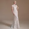 Sexy Mermaid Wedding Dresses High Neck Lace Appliqued Beach Backless Strapless Bridal Gown Real Pictures CPS1990