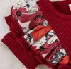 Baby katoen romper meisje kanten bloemenprint bloem oor korte mouw korte mouw bowknot rok wrap rompers