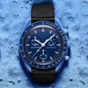 Nowy zegarek AAA Automatyczny kwarcowy zegarek męski Wodoodporny Lumoinous wysokiej jakości skórzany pasek na rękę Moonswatch z Box9994281