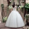 2022 새로운 간단한 웨딩 드레스 우아한 기질 레이스 결혼 레트로 분위기 라운드 칼라 깔끔한 그라운드 스커트 고급 럭셔리 크리스탈 과거