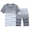 Tracksuit Men Summer Short Sleeve Casual Tshirt Shorts Mens Sweatsuit 2pc tee topssweatpant Male Set Moleton Masculino 3xl 4xl 220602