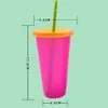 Тумблеры с крышкой и соломенной питьевой крутой пластиковый цвет с изменением чашки PP Материал.