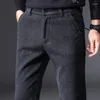 Men's Pants BAO Autumn Brand Men's Fitted Elastic Waist Simple Casual Clothing Fashion Young Boys Zip Pocket Slim TrousersMen's Drak22