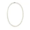 Élégant collier de perle blanc faux de 8 mm 18 pouces - avec fermoir plaqué en argent