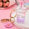 Keychains Acrylic Milk Bottle Tortoise Penguin Keychain Simulation Cup Liquid Quicksand Women Couple Bag Charm Keyring Gifts Enek22