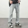 Tasche rivetto Harajuku lavato pantaloni in denim retrò per uomo e donna dritto streetwear jeans larghi pantaloni hip hop casual Jean T220803