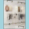 Golden Clothing Store Hanger Display Shelf Mobilier commercial Combinaison au sol Gold Dress Hangers Womens Apparel Shop Drop Deliv