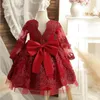 Girl's Dresses Lace Embroidery Dress For Baby Girls 1st Birthday Party Elegant Princess Toddler Baptism Gown Ceremony ClothingGirl's