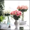装飾的な花の花輪お祝いパーティー用品ホームガーデンllフレッシュローズリアルタッチ人工ローズフローラー装飾dhvlw