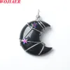 Wojiaer Reiki Real Natural Stone Chakra hanger Moon Star Pink Jewelry Pendulo BO979