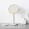 Base in marmo di lusso Specchio in oro rosa Trucco Vanità Home Decor Cosmetic Ladies Office Dormitory Desktop Round Y200114