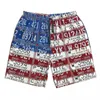 Men's Shorts License Plate Flag Of The USA Mens Mesh Lining Beach Pants Punk Car Board With Pockets Swim Summer SwimmingMen's