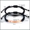 Charm Bracelets Jewelry Personalized Stainless Steel Bar Engrave Letter Bracelet Diy Custom Handmade Braided Couple Drop Delivery 2021 Uwgxz