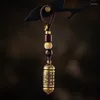 Porte-clés Lucky Hangings Laiton Vintage Cuir Sac Longe Bouddhisme Tibétain Chinois Sutra Bouteille Voiture Porte-clés Pendentifs Bijoux Miri22