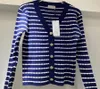 Gebreide truien voor dames Casual strepen Cardigan Lange mouw gebreide wol dikke jumper marineblauw mode slijtage klassieke volledige letter dame s-xl