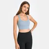 L-004 Çift Çapraz İnce Sapanlar Darbeye Dayanıklı Spor Sütyenleri Yoga Yeleği Yumuşak Tank Tops Çıkarılabilir Bardaklar ile Nefes Alabilir Genişletilmiş Hem Kadın İç Çamaşırı Toplayın