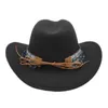 Berets Mistdawn Classic Damen Herren Western Cowboy Reithut Reitsport Cowgirl Cap mit breiter Krempe und Bohemia-Quastenband, Größe 56–58 cm