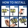 10000lm Solaire Led Mur Lampe Extérieur Solaire Réverbères avec 3 Modes Motion Sensor Réflecteur Étanche pour Jardin Balcon Lumière