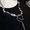 Chains Irregular Personality Moonstone Gothic Necklace For Woman Trendy Elegant Bling Zircon Choker Clavicle Chain Jewelry AccessoriesChains