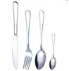 Set di posate Set di posate in argento per uso alimentare in acciaio inossidabile oro argento, gli utensili includono coltello, forchetta, cucchiaio, cucchiaino6384494