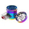 Zinc Alloy 4 Layers Rainbow With Handle Herb Grinders Smoking Accessories 63mm OD Diameter Drawer Tobacco Grinder GR455