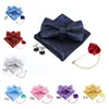 Bow Ties Wedding Silk Woven Men Butterfly Tie Luxury Gold Red Blue Black Flower BowTie Pocket Square Cufflinks Boutonniere Suit SetBow