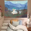 ホームデコレーションアクセサリーイラスト癒しのかわいい動物壁画背景布ガールカワイイルーム装飾カーペットウォールハンギングJ220804