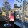 Luminous Cool Straight Tube Glass Bong Colorful Hookah Bubbler Dab Rigs Recycler Smoking Water Pipes About 5 mm thick with 14 mm joint bowl