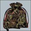 Jewelry Pouches Bags Packaging Display Cute Chinese Style Embroidery Dragon Pouch Dstring Bag Dhj83