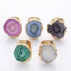 Irregular Natural Stone Onyx Crystal Ring Gold Adjustable Open Rings for Men Women Hip Hop Fashion Jewelry