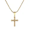 Chaînes Arrivée Trendy Brillant Simple Croix Pendentif Collier Or Couleur Religion Bijoux