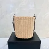 Straw Bag Handbags Hollow Out Underarm Bag Bucket Packs Large Capacity Woven Totes Straws Genuine Leather Handle Shoulder Strap Letters Messenger Bags