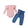 Herfst kinderen babymeisje kleren lange mouw tops romper bodysuit broek outfit set 220620