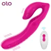 Olo Strapless Strapon Dildo Vibrator二重振動肛門マサージャー浸透ストラップオンディルドセクシーなおもちゃレズビアン