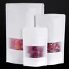 White Kraft Paper Zip Lock Packaging Bag Resealable Zipper Package Storage Coffee Packing Pouches 100pcs Frosted Transluent Window5213654