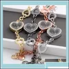 Charm Bracelets Jewelry 5Pcs Selling Crytsal Heart Floating Lockets Bracelet Alloy Wedding Women Bangle Jewellery1 Drop Delivery 2021 Gwq86