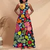 Noisydesigns Floral Boho senza maniche Backless Maxi Dress Summer Casual Tank Abiti lunghi vintage per le donne Robe Femme Luxury 220627