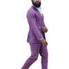 Men's Suits & Blazers Elegant Purple Men Tuxedos Peaked Lapel 2 Pieces Blazer Double Breasted Custom Made Smart Casual Wedding Prom Set Dres