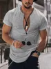T-shirts masculins Zipper Design V cou sur plateau de cou pour hommes T-shirt lâche décontracté Vêtements pour hommes Summer à manches courtes