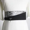Belts Snake Pattern Wide Belt Women's Personalized Matte Black Decoration With Skirt Coat Show Thin Elastic Waistband All-around BeltBel