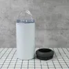 Gobelets à sublimation de 16 oz Refroidisseurs de canettes 4 en 1 pour canettes Bouteille de bière vierge Gobelet brillant avec boîtes à double couvercle Gobelets isolés sous vide à double paroi en acier inoxydable