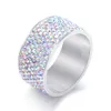 Wedding Rings Mix Color Stainless Steel 8 Row Crystal Pave Birthday Gift Fashion Jewelry For Girls Wynn22