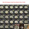 Wholesale 100pcs/lot Mix 30 Designs Case Dia 2.5CM Pendant Chain Quartz Bronze Small Crown Watch Pocket Watch PW048