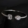 Kvinnor Sparkly Zircon Waterdrop Bangle Fashion Full Dress Bracelet Mode Smycken för Presentfest