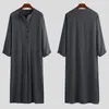Men's Casual Shirts Men Islamic Arabic Long Sleeve Robes Men's Muslim Clothing Kaftan Tops With Pockets Solid Color M-5XLMen's Eldd22