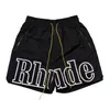 Mensus Shorts Rhude Summer Fashion Casual Leathier Knee Leeose Skate Hop Swim Pants Beach Rhude Pocket Quality Zipper k2