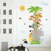 Animals Coconut Tree Wall Sticker Living Room For Kids Home Decoration Mural Bedroom Wallpaper Removable Cartoon Stickers 220607